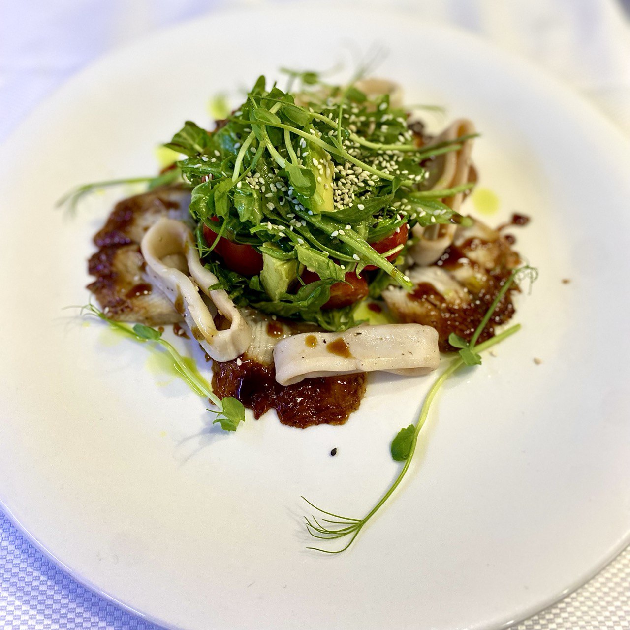 Salad with eel and squid
