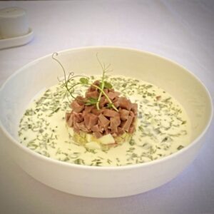 Okroshka with tongue